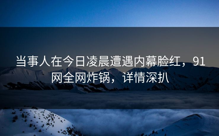 当事人在今日凌晨遭遇内幕脸红，91网全网炸锅，详情深扒