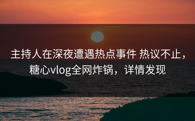 主持人在深夜遭遇热点事件 热议不止，糖心vlog全网炸锅，详情发现