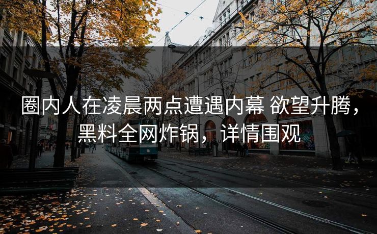 圈内人在凌晨两点遭遇内幕 欲望升腾，黑料全网炸锅，详情围观