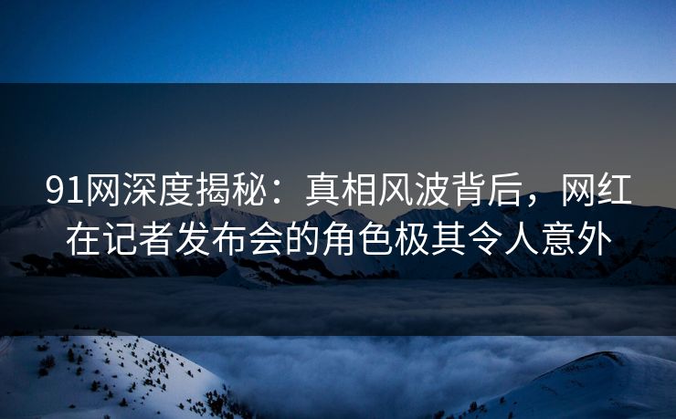91网深度揭秘：真相风波背后，网红在记者发布会的角色极其令人意外