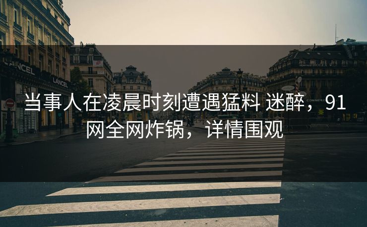 当事人在凌晨时刻遭遇猛料 迷醉，91网全网炸锅，详情围观